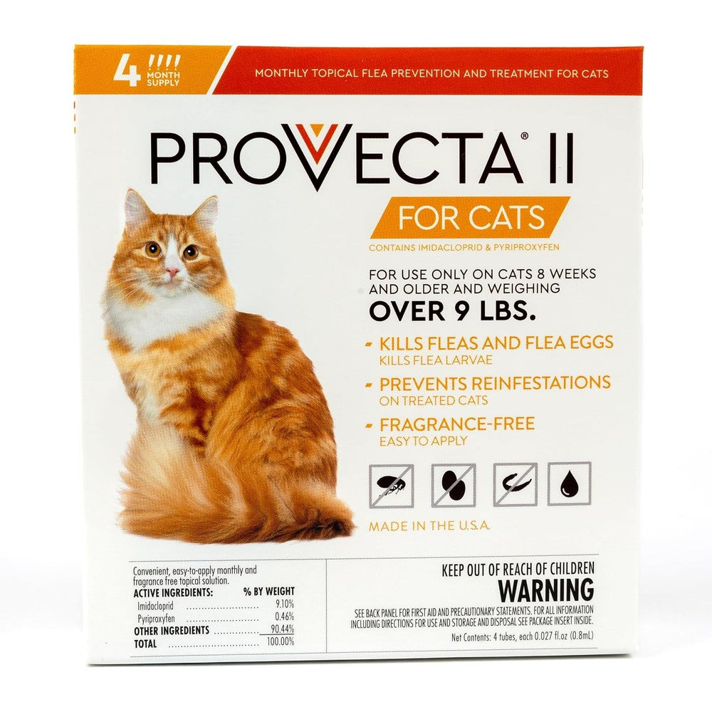 Provecta II Flea Topical Treatment for Large Cats front packaging view authentic imported pet care.
