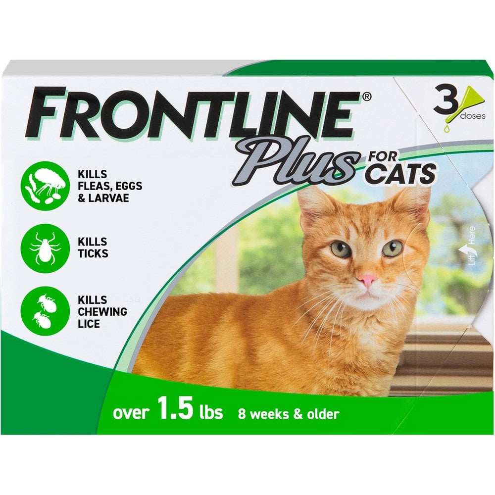 Frontline Plus flea and tick treatment for cats front view authentic pet care import