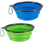 Comsun Extra Large Collapsible Dog Bowl Two Pack Food Grade Silicone Foldable Travel Cup Dish For Pet Cat Water Feeding Blue And Green Colors