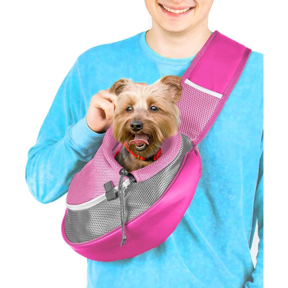 Cuddlissimo! Pet Sling Carrier For Teacup And Toy Breed Puppies And Cats Pink Small Front Pouch For Hands Free Travel And Walking