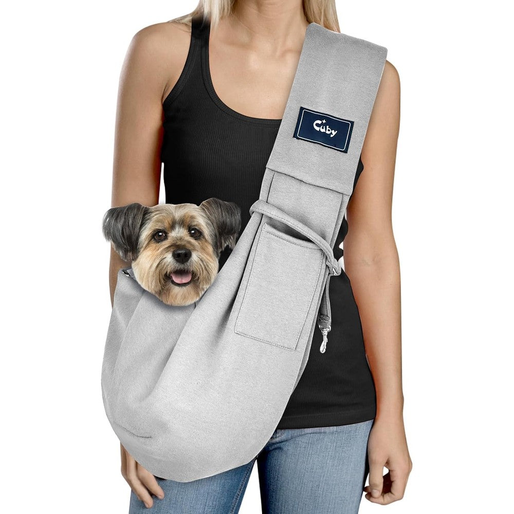 Cuby Dog And Cat Sling Carrier Hands Free Reversible Pet Papoose Bag For Small Dogs And Cats Classic Pink