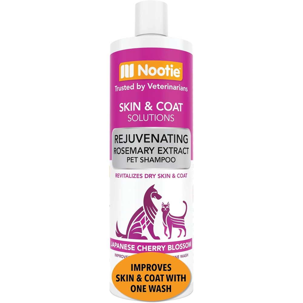 Nootie Rejuvenating Formula Pet Shampoo Japanese Cherry Blossom And Rosemary Extract For Dogs And Cats 16 Fluid Ounce