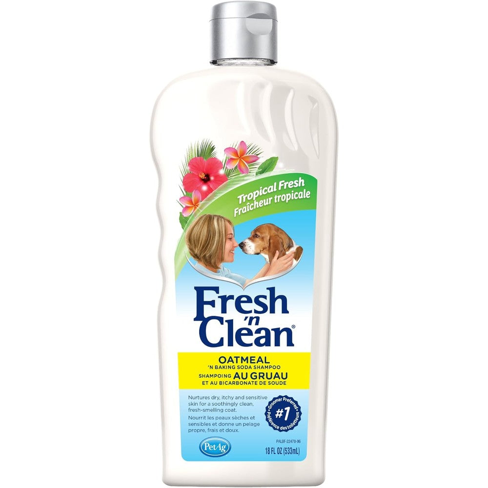 PetAg Fresh 'n Clean Oatmeal 'n Baking Soda Dog Shampoo Tropical Fresh Scent 18 Fluid Ounces