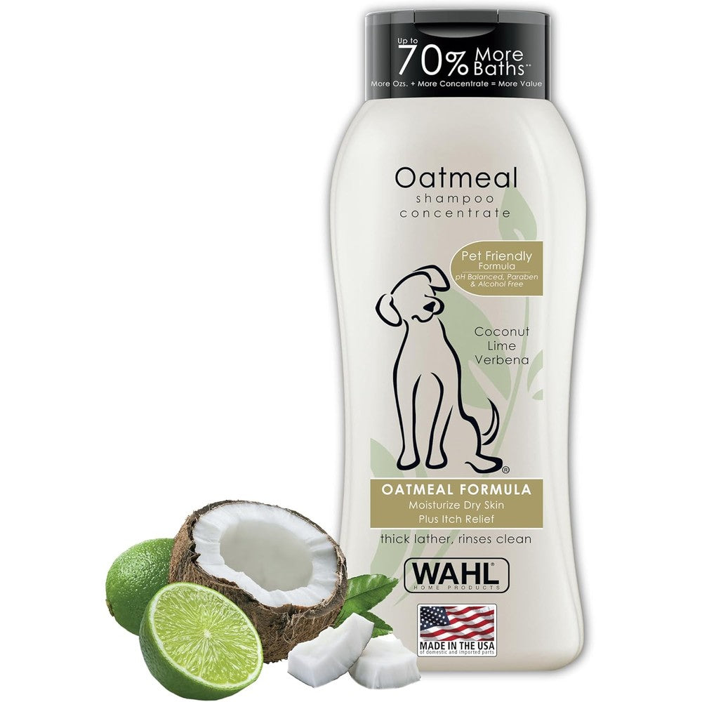 Wahl USA Dry Skin And Itch Relief Pet Shampoo For Dogs With Oatmeal And Coconut Lime Verbena Scent 24 Fluid Ounce