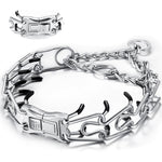 Mozeto Adjustable Quick Release Stainless Steel Dog Training Prong Collar With Metal Buckle And Rubber Tips For Small Medium Large Dogs