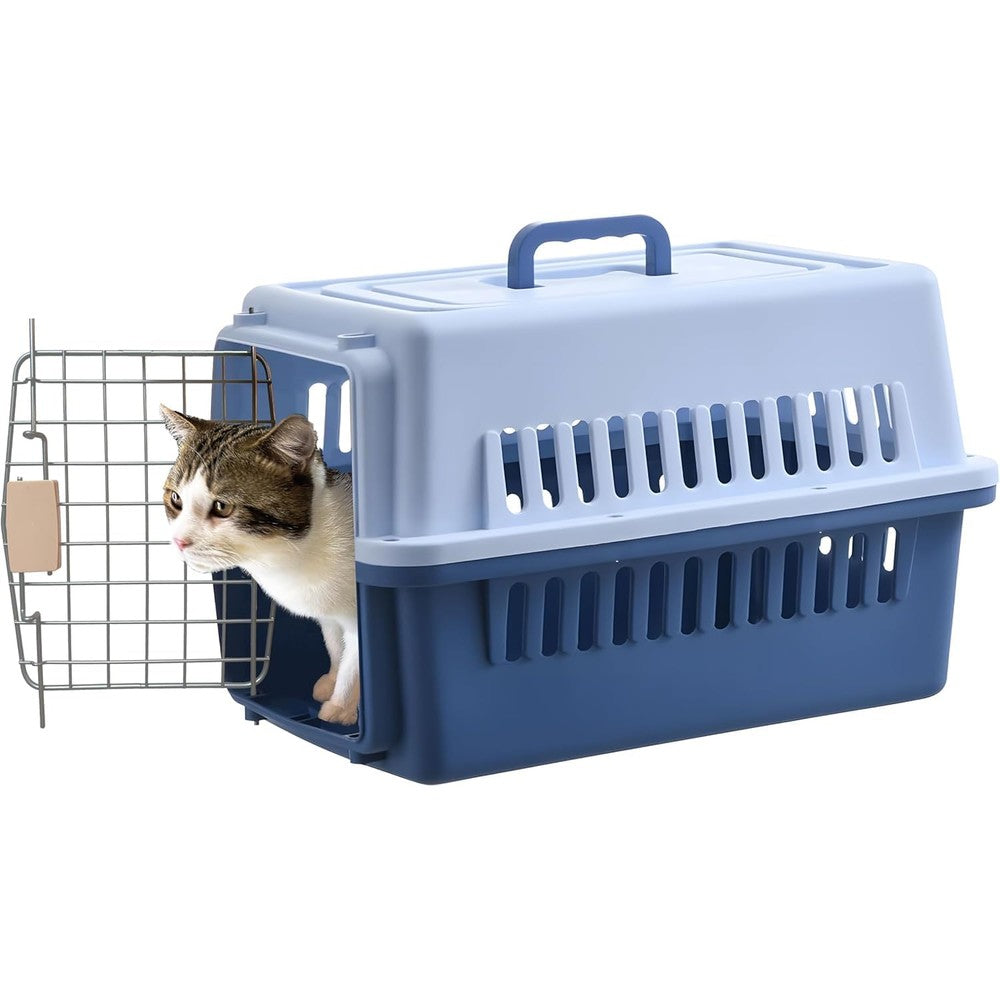 Generic Hard Sided Pet Carrier Travel Kennel Twenty Three Inch Long Airline Approved Dog Crate For Puppies And Cats Blue Large