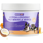 HICC PET Hypoallergenic Pet Wrinkle Wipes For Dogs And Cats Vet Recommended Skin Fold Cleaning And Deodorizing Tear Stain Remover 100 Count