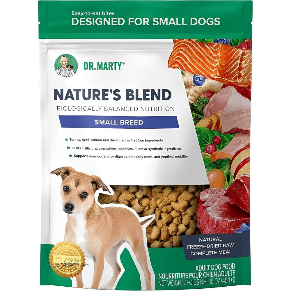 Dr. Marty Nature's Blend Adult Small Breed Freeze Dried Raw Dog Food Premium Turkey Beef Salmon And Duck Formula 16 Ounce