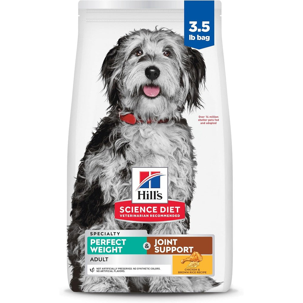 Hill's Science Diet Adult Perfect Weight And Joint Support Chicken And Brown Rice Recipe Dry Dog Food 3.5 Pound Bag