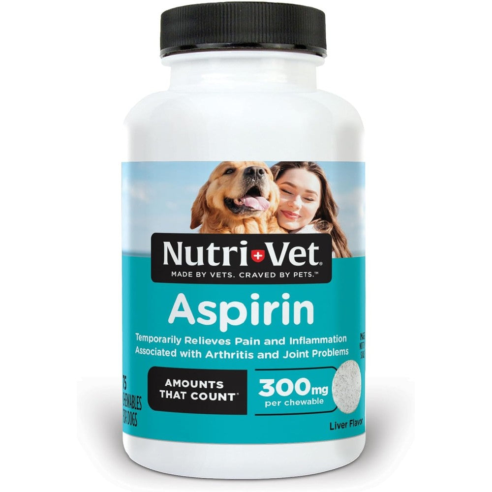 Nutri-Vet Aspirin for Dogs Liver Flavored Chewable Tablets 300mg Joint Support And Arthritis Pain Relief For Medium And Large Dogs 75 Count