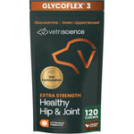 VetriScience Extra Strength Hip And Joint Supplement For Dogs GlycoFlex Stage Three Glucosamine MSM Chicken Flavor 120 Bite Sized Chews