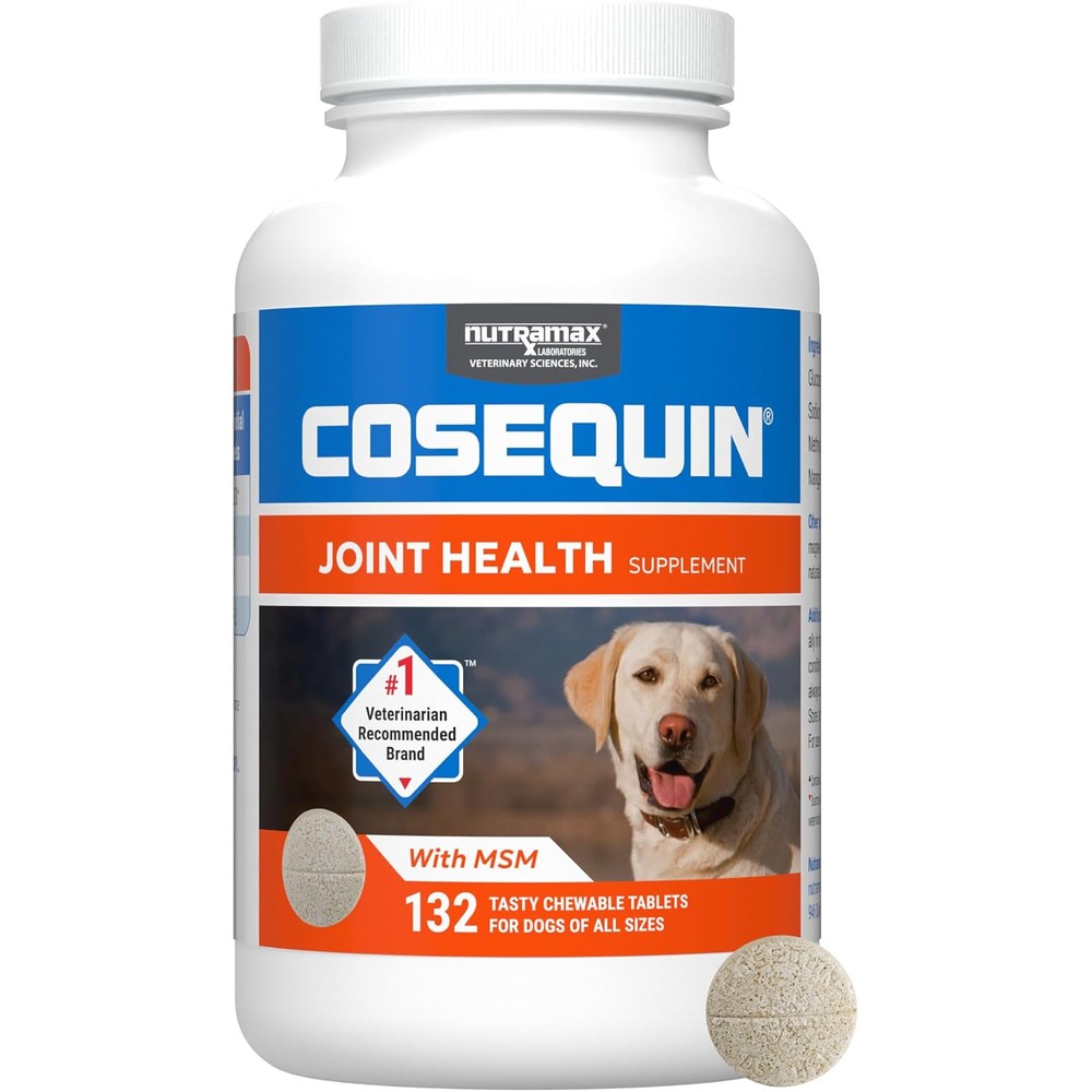 Nutramax Laboratories Cosequin Maximum Strength Joint Health Supplement For Dogs With Glucosamine Chondroitin And MSM Chewable Tablets 132 Count
