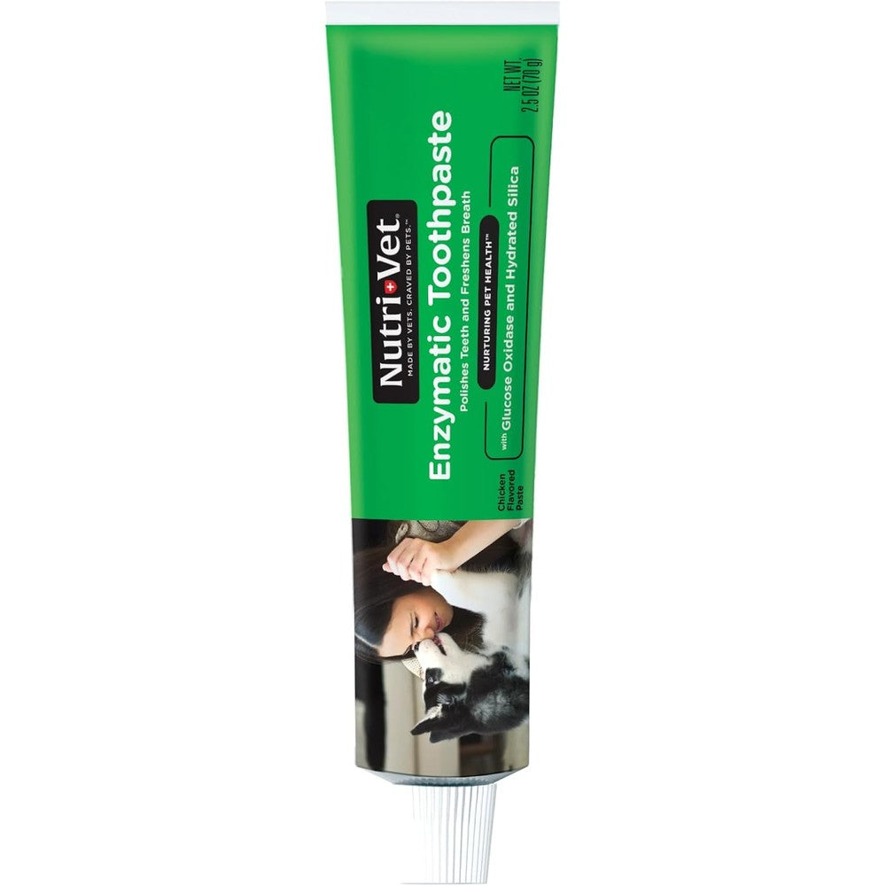 Nutri-Vet Enzymatic Chicken Flavored Canine Toothpaste For Plaque Removal And Breath Freshening 2.5 Ounce