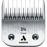 Andis UltraEdge Detachable Dog Clipper Blade Size Three And Three Quarters Skip Tooth Carbon Infused Steel One Half Inch Cut Length Chrome One Count