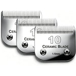 Audoc Three Pack Size Ten Dog Grooming Clipper Replacement Blades Detachable Ceramic And Stainless Steel Blades With One Sixteenth Inch Cut Length