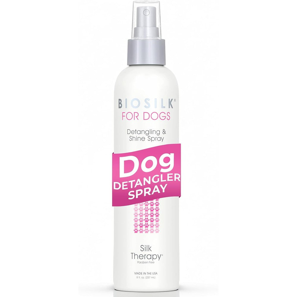 BioSilk Therapy Detangling And Shine Protecting Spray For Dogs pH Balanced Leave In Mist With Silk Proteins And Vitamins Eight Fluid Ounces
