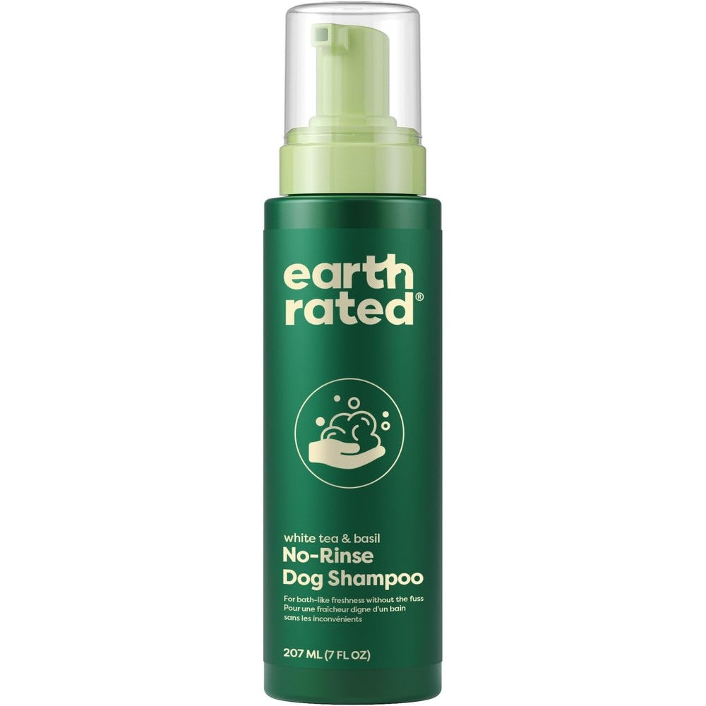 Earth Rated Waterless Dog Shampoo And Conditioner No Rinse Foam For Cleaning Detangling And Deodorizing White Tea And Basil Scent 7 Ounce