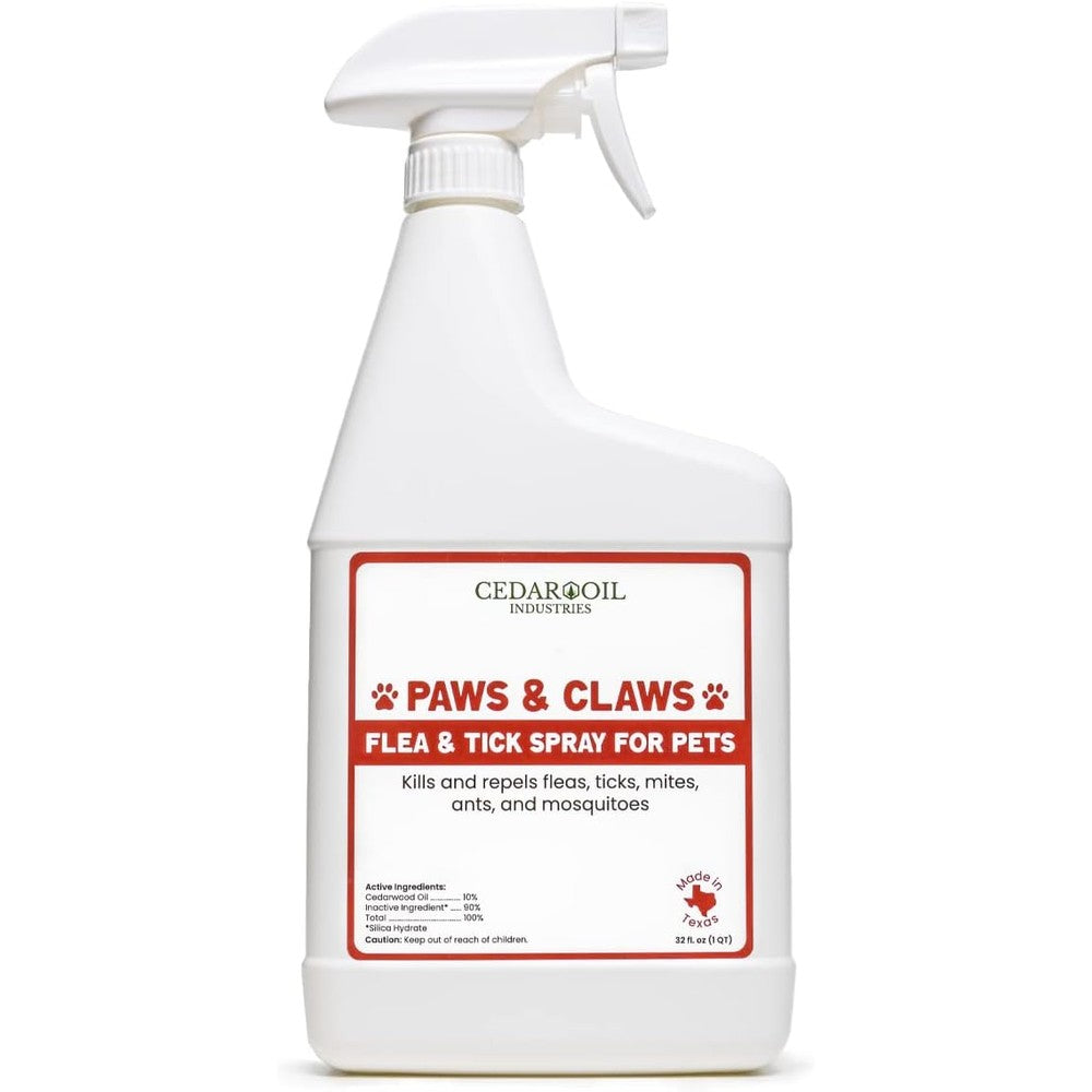 Cedar Oil Industries Paws And Claws Natural Flea And Tick Repellent Spray For Dogs And Cats 32 Fluid Ounce