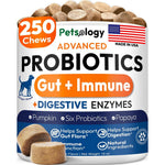 Petsology Advanced Probiotics For Dogs With Digestive Enzymes And Prebiotics 250 Chews USA Imported Formula For Gut Health And Allergy Relief