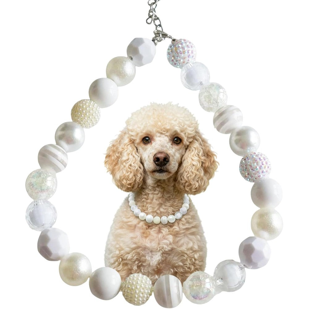 Dropy Bubblegum Dog Collar Necklace With Chunky Twenty Millimeter Candy Beads And Adjustable Stainless Steel Chain Sparkling Pet Jewelry Accessory