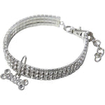SUPVOX Pet Necklace Shiny Adjustable Dog Chain Jewelry Rhinestone Diamond Collar For Cat And Dog Puppy Kitten Bling White Medium Size