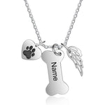 JewelOra ALBERTBAND Dog Necklace for Women Personalized Dog Paw Charm Pendant Necklace Custom Name Dog Bone Memorial Necklace Silver