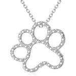 ONEFINITY Paw Print Necklace 925 Sterling Silver Cat Dog Paw Pendant Jewelry For Women Pet Lover Gifts With Cubic Zirconia 18 Inch Chain