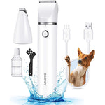 Casfuy Cordless Dog Paw Trimmer Quiet Pet Grooming Clipper With Double Stainless Steel Ceramic Blades For Paws Eyes Ears Face And Rump White