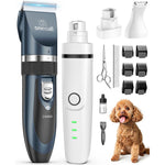 Oneisall Dog Clippers And Paw Trimmer Grooming Kit Three In One Cordless Low Noise Pet Hair Trimmer And Nail Grinder Set For All Dog Breeds Gold