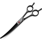 SMITH CHU Professional Curved Dog Grooming Scissors Stainless Steel Pet Hair Shears For Face And Paws Trimming Pitch Black 7.9 Inch