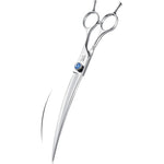 JASON Eight Inch Curved Dog Grooming Scissors Ergonomic Pet Shears With Offset Handle And Jewelled Screw For Right Handed Groomers