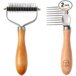 We Love Doodles Pet Dematting Comb And Pet Dematting Brush And Rake Brown Stainless Steel Grooming Tool For Dogs And Cats