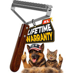 Kizo Eslo Extra Large 2 Sided Undercoat Rake For Dogs And Cats Professional Dematting Tool For Medium To Long Haired Pets With Wooden Handle