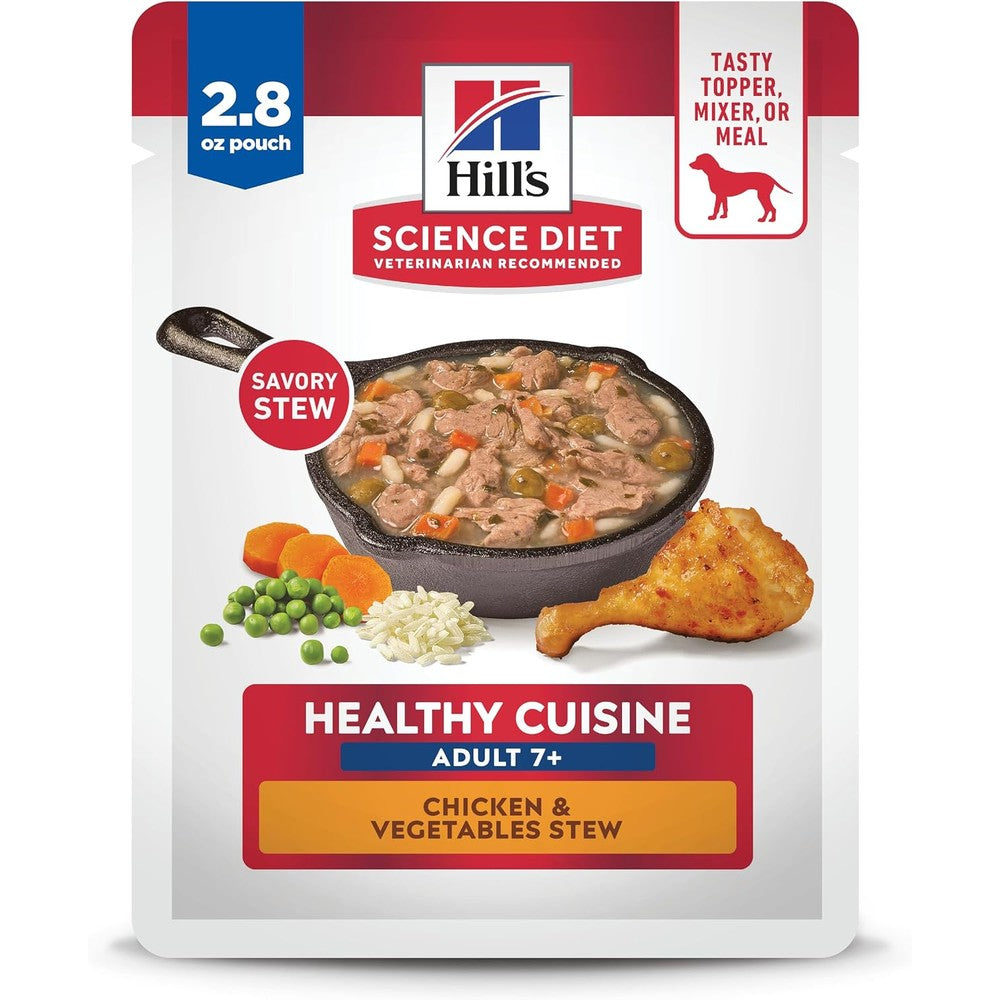Hill's Science Diet Mature Adult 7+ Healthy Cuisine Chicken And Vegetables Stew Wet Dog Food, 2.8 Ounce Pouches, 24-Pack