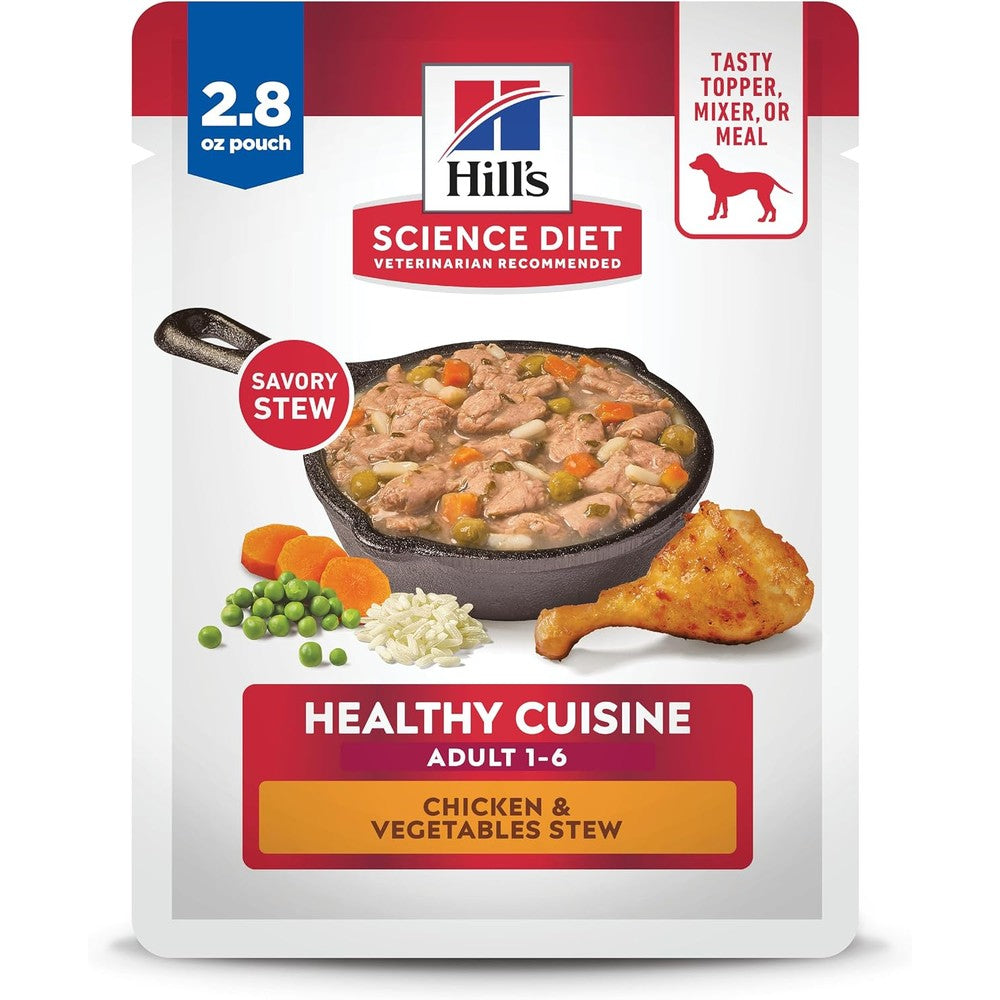 Hill's Science Diet Adult 1-6 Healthy Cuisine Premium Wet Dog Food Chicken and Vegetables Stew 2.8 Ounce Pouches 24 Pack