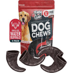 Fang And Claw 4 Pack Water Buffalo Horns For Dogs Large 8 Inch Natural Antler And Rawhide Alternative Long Lasting Single Source Grass Fed Dog Chew