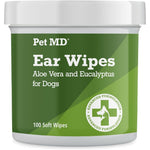Pet MD Dog Ear Cleaning Wipes Otic Cleanser With Aloe Vera And Eucalyptus For Dogs 100 Count