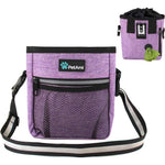 PetAmi Deluxe Dog Training Pouch With Waist And Shoulder Strap Built In Poop Bag Dispenser And Collapsible Bowl For Treats And Kibbles Purple