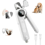 Vtopvmax 2-In-1 Electric Dog Nail Clipper And Grinder With LED Light And Splash Guard For Small Medium And Large Dogs And Cats White