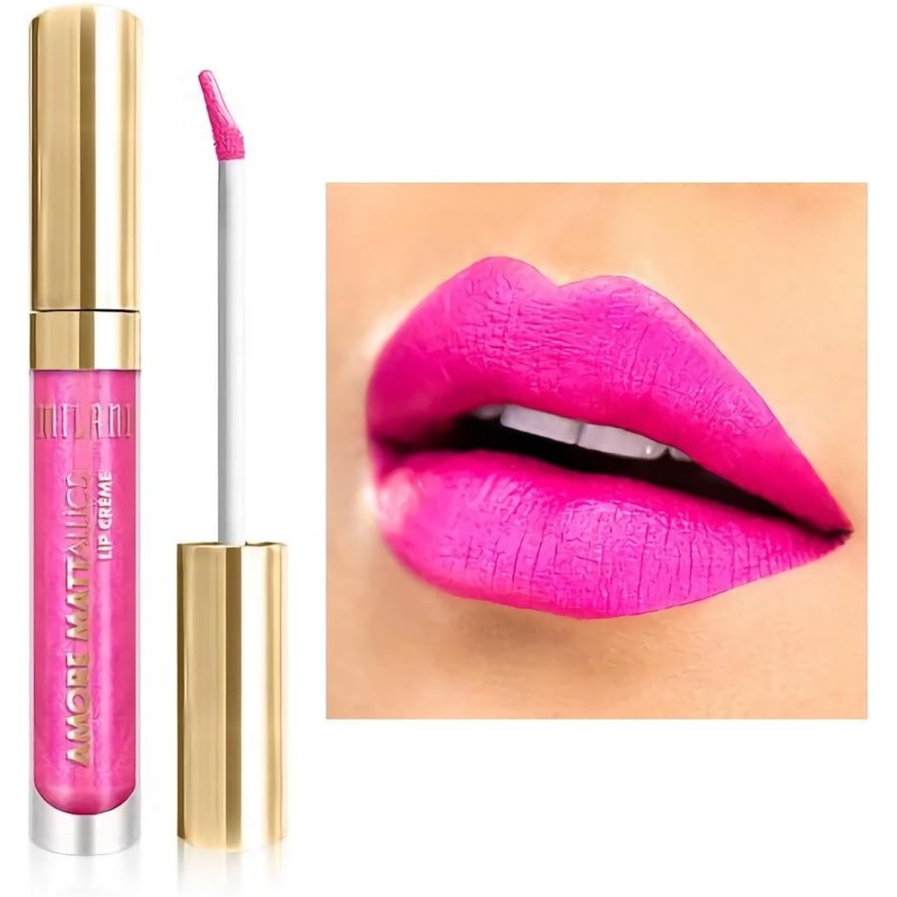 Milani Limited Edition Amore Mattallics Lip Creme Liquid Lipstick 05 Dramattic Diva Long Lasting Metallic Matte Finish 7 Grams