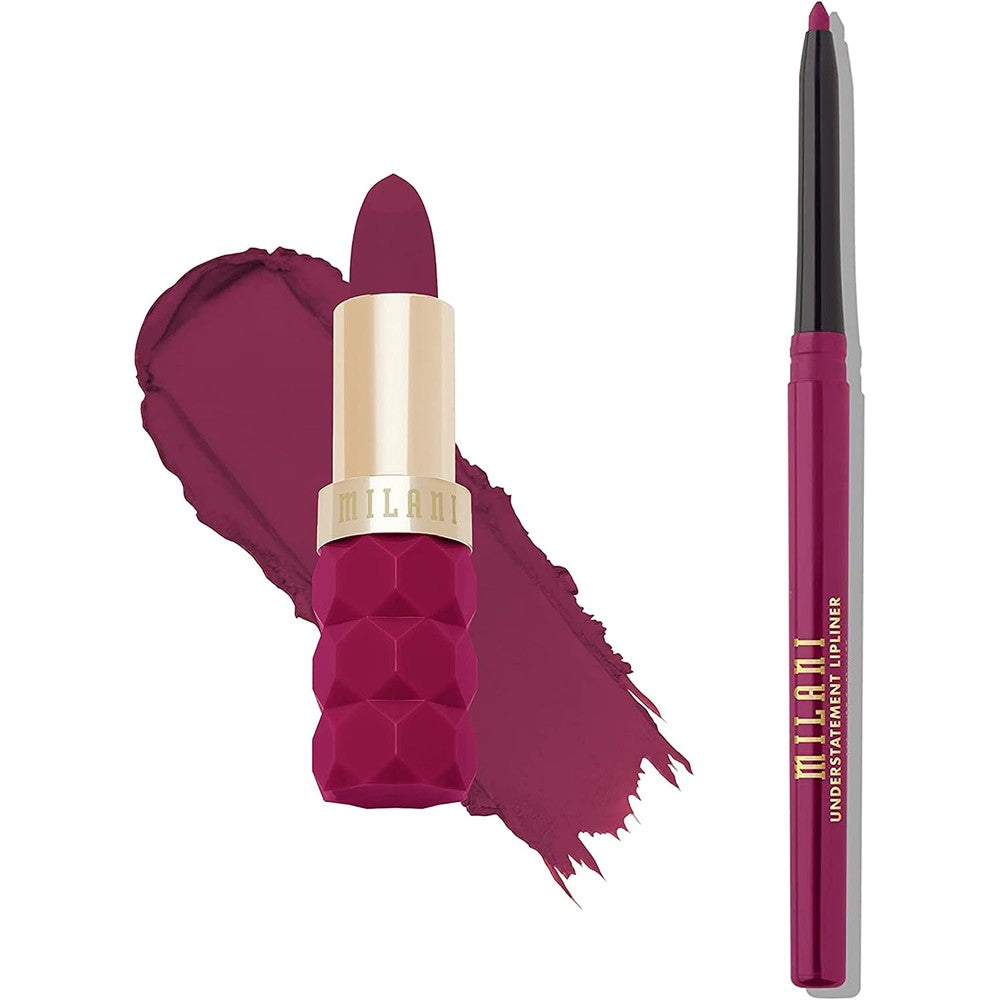 Milani Color Fetish Matte Lipstick And Understatement Lipliner Bundle In Fleur And Magenta Mood Shade