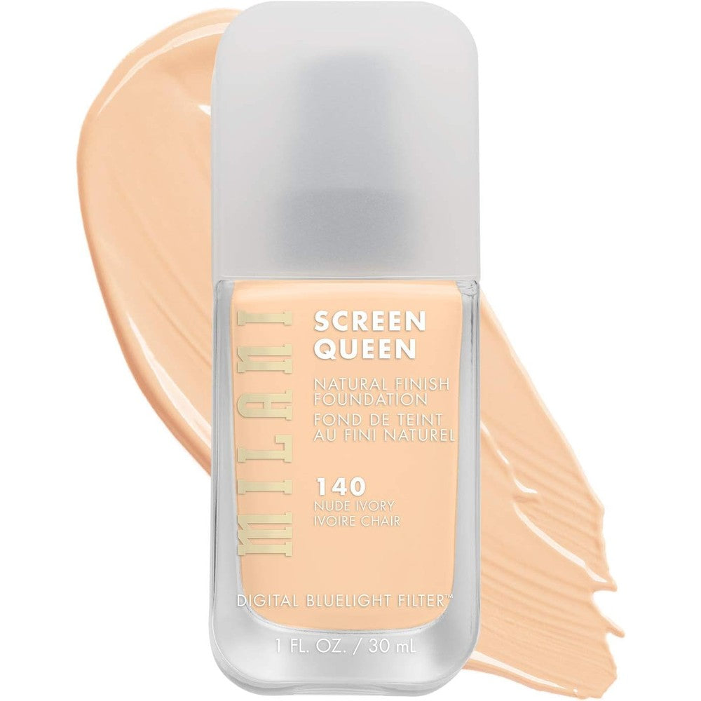 Milani Screen Queen Natural Finish Liquid Foundation Makeup With Digital Bluelight Filter Technology 140 Nude Ivory 1 Fluid Ounce