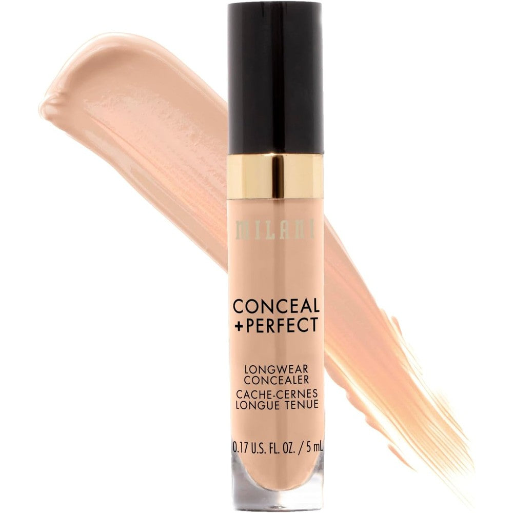 Milani Conceal And Perfect Longwear Concealer In Light Beige Full Coverage Waterproof Liquid Formula For Dark Circles And Blemishes 5 Milliliters