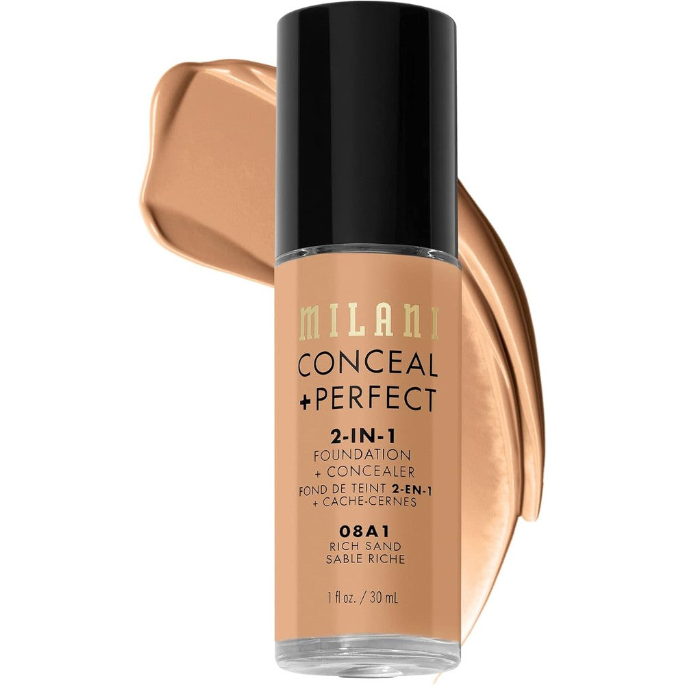 Milani Conceal Plus Perfect 2-In-1 Liquid Foundation And Concealer Rich Sand 1 Fluid Ounce