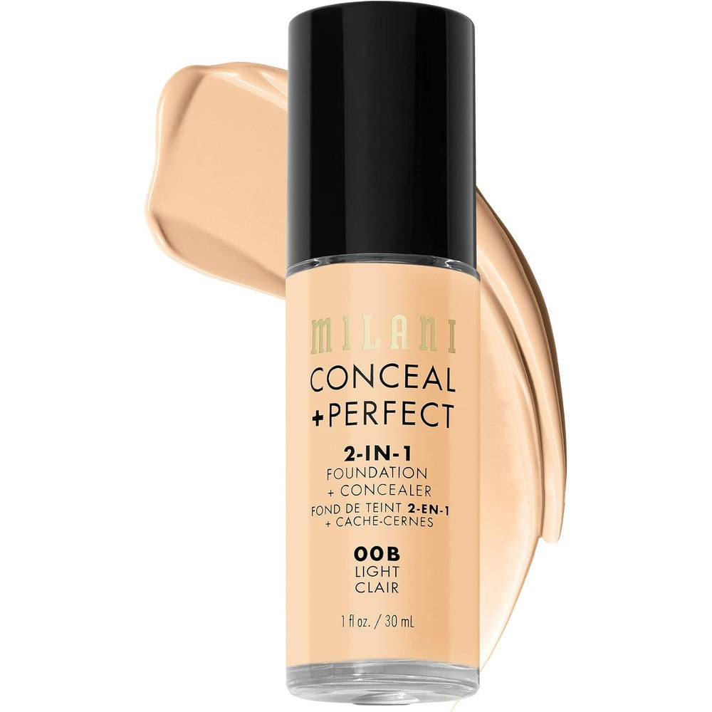 Milani Conceal And Perfect 2 In 1 Foundation And Concealer 00B Light 1 Fluid Ounce Liquid Formula For Flawless Complexion