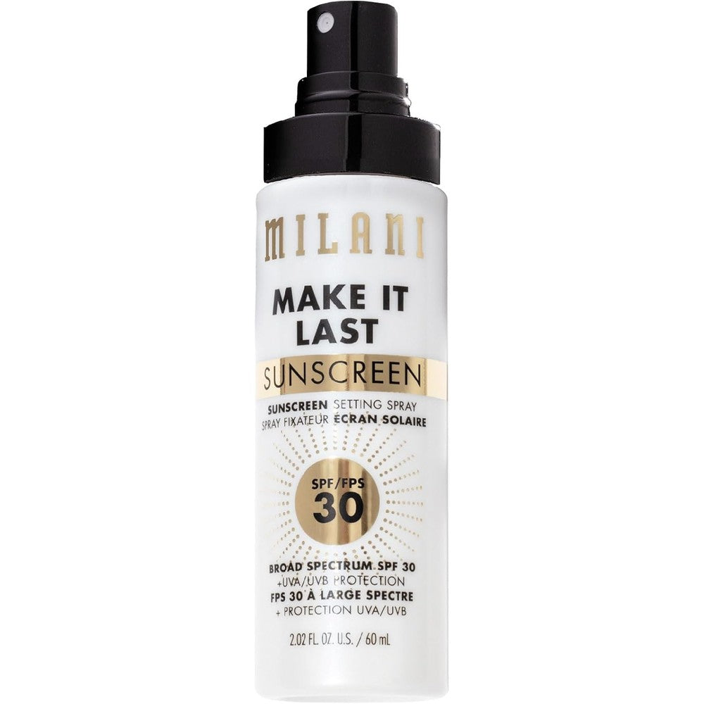 Milani Cosmetics Make It Last Sunscreen Setting Spray And Primer SPF 30 Broad Spectrum UVA UVB Protection 2.02 Fluid Ounce