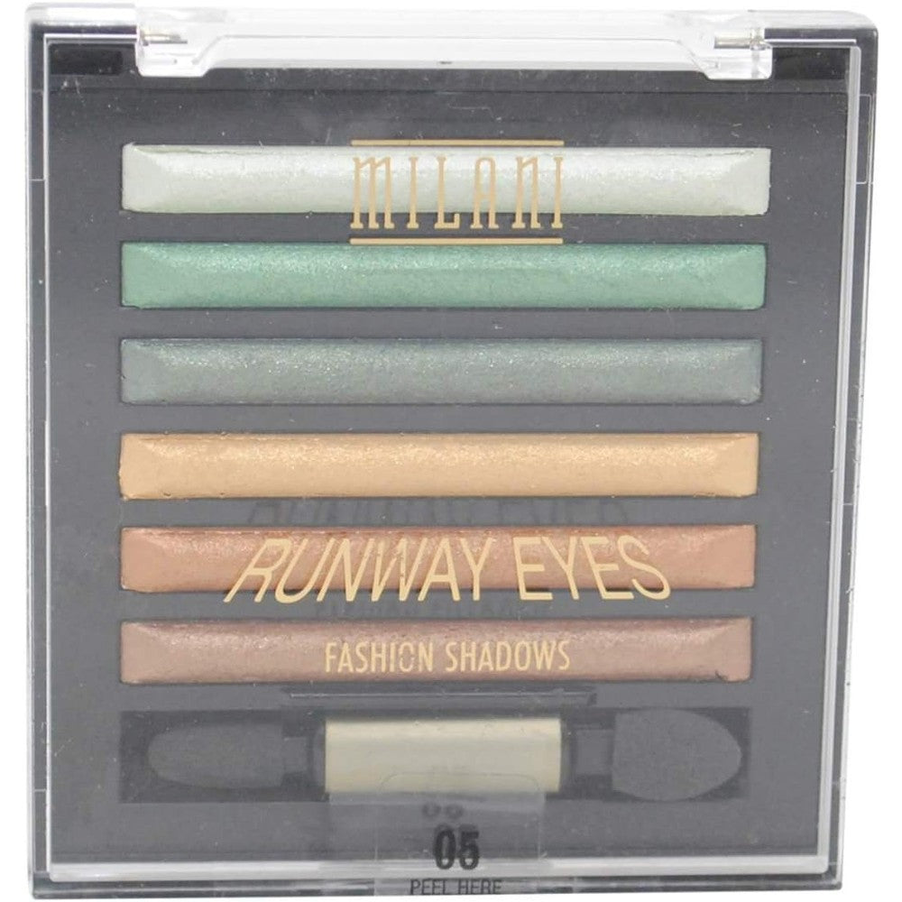 Milani Runway Eyes Fashion Eye Shadows Pressed Powder Palette 05 Glamorous Gems High Pigment Glossy Finish Travel Size Eyeshadow Compact 2 Pack