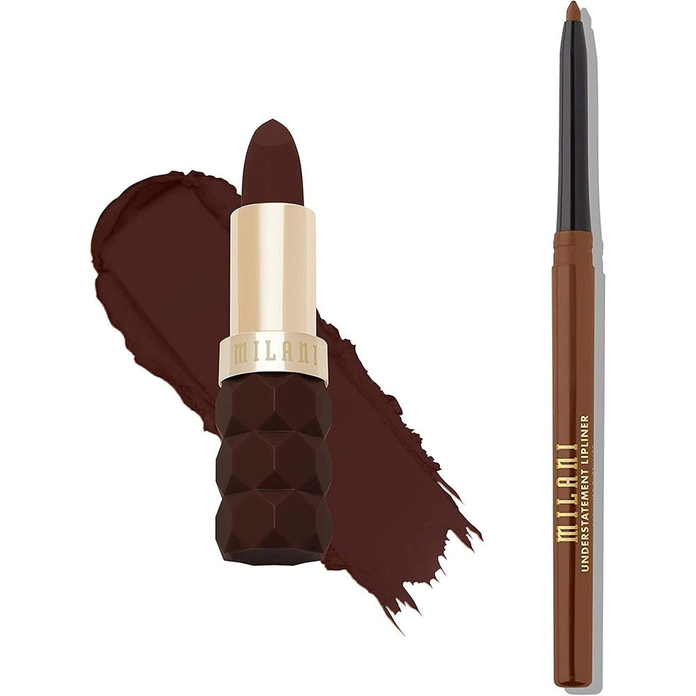 Milani Color Fetish Matte Lipstick And Understatement Lip Liner Bundle In Desire And Saucy Toffee Shades