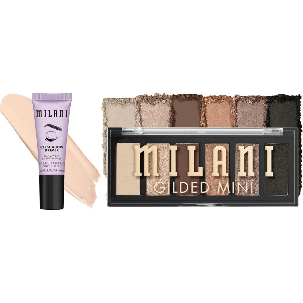 Milani Eyeshadow Primer And Gilded Mini Eyeshadow Palette Call Me Old Fashioned 6 Pan Pressed Pigment Makeup Set 3.96 Grams