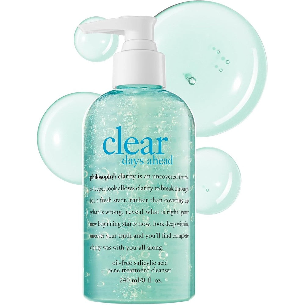 Philosophy Clear Days Ahead Oil Free Salicylic Acid Acne Treatment Facial Cleanser And Face Wash For Breakouts Eight Fluid Ounces